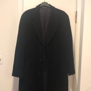 Men’s wool dress overcoat; clean. Black, Italian